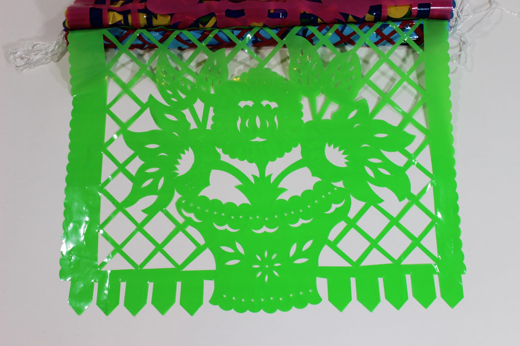 Papel Picado FLORES/ Mexican Plastic Party Banner FLOWERS