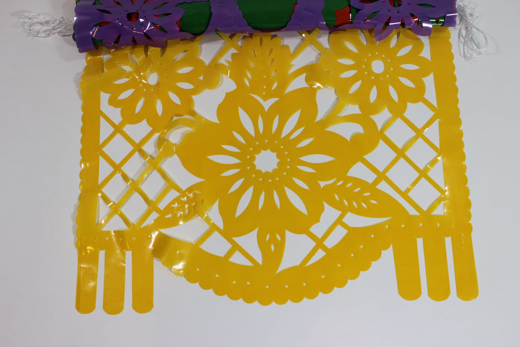 Papel Picado FLORES/ Mexican Plastic Party Banner FLOWERS