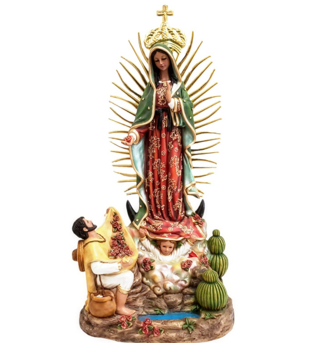 Large Virgen de Guadalupe con Juan Diego Statue